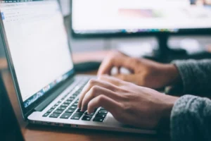 A laboratory professional completes OSHA Hazard Communication Standard Training online
